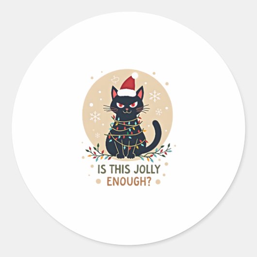 Ist dieser Jolly genug lustige schwarze Katze Weih Runder Aufkleber (Vorderseite)