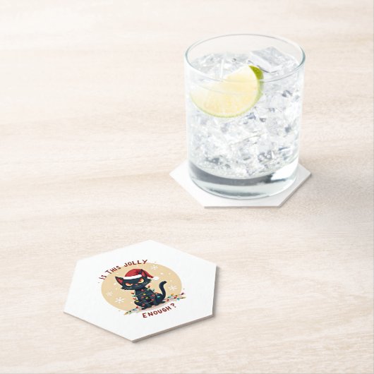 Ist dieser Jolly genug lustige schwarze Katze Weih Untersetzer (Vor Ort)