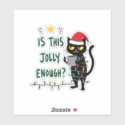 Ist dieser Jolly genug schwarze Katze frohe Weihna Aufkleber (Blatt)