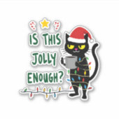 Ist dieser Jolly genug schwarze Katze frohe Weihna Aufkleber (Vorderseite)
