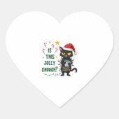 Ist dieser Jolly genug schwarze Katze frohe Weihna Herz-Aufkleber (Vorderseite)