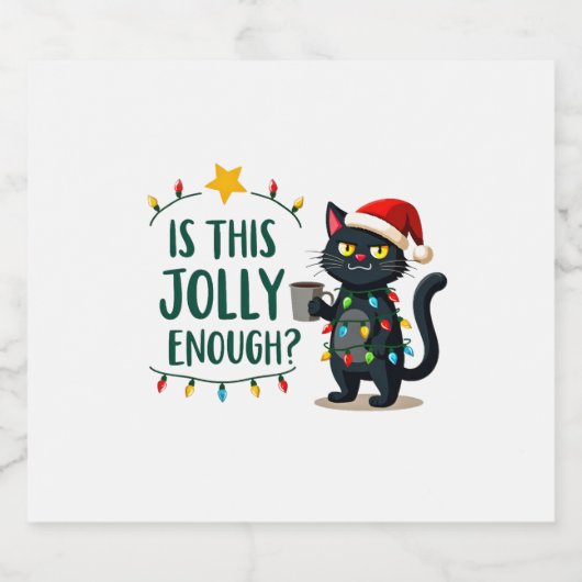 Ist dieser Jolly genug schwarze Katze frohe Weihna Schaumweinetikett (Einzelnes Label)
