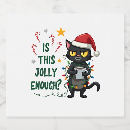 Ist dieser Jolly genug schwarze Katze frohe Weihna Schaumweinetikett (Einzelnes Label)