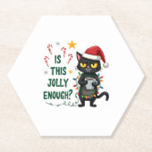 Ist dieser Jolly genug schwarze Katze frohe Weihna Untersetzer (Vorderseite)
