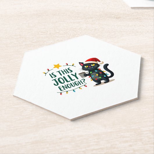 Ist dieser Jolly genug schwarze Katze frohe Weihna Untersetzer (angewinkelt)