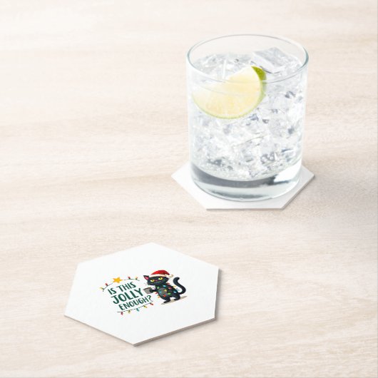 Ist dieser Jolly genug schwarze Katze frohe Weihna Untersetzer (Vor Ort)