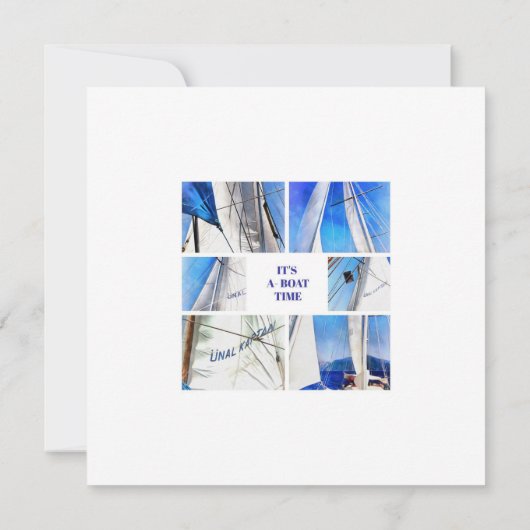 Ist ein Bootspass Spaß Pun Artistic White Sails Save The Date (Rückseite)