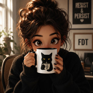 Ist er schon tot? Schwarze Katzen-Tasse   Lustige  Tasse