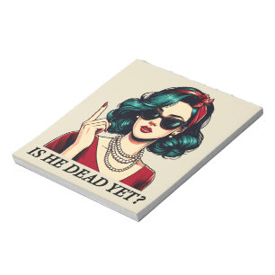 Ist er tot, doch lustig Sprichwort Dunkler Spaß Vi Notizblock