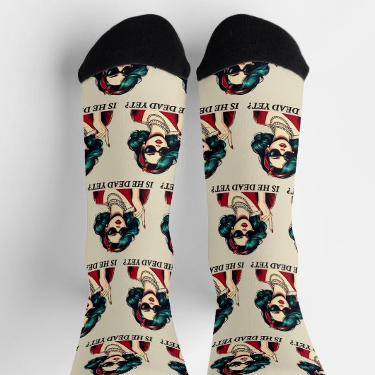 Ist er tot, doch lustig Sprichwort Dunkler Spaß Vi Socken (Oben)