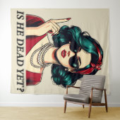 Ist er tot, doch lustig Sprichwort Dunkler Spaß Vi Wandteppich (Beispiel (Horizontal))