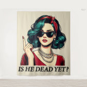 Ist er tot, doch lustig Sprichwort Dunkler Spaß Vi Wandteppich (Vorderseite)