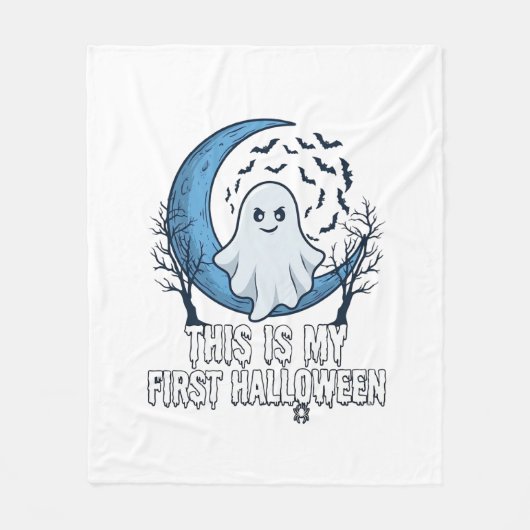 Ist erster Halloween-Geist Halbmond Fledermäuse_1 Fleecedecke (Vorderseite)