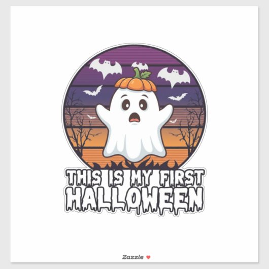 Ist Erster Halloween-Geist-Kürbiskappe Fledermäuse Aufkleber (Blatt)