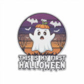 Ist Erster Halloween-Geist-Kürbiskappe Fledermäuse Aufkleber (Vorderseite)