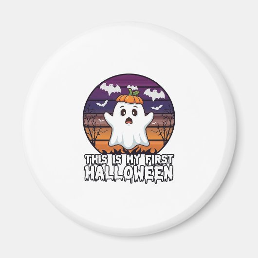 Ist Erster Halloween-Geist-Kürbiskappe Fledermäuse Magnet (Vorne)
