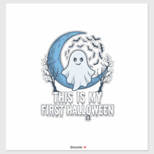 Ist erstes Halloween-Geist-Halbmond-Fledermäuse_1 Aufkleber