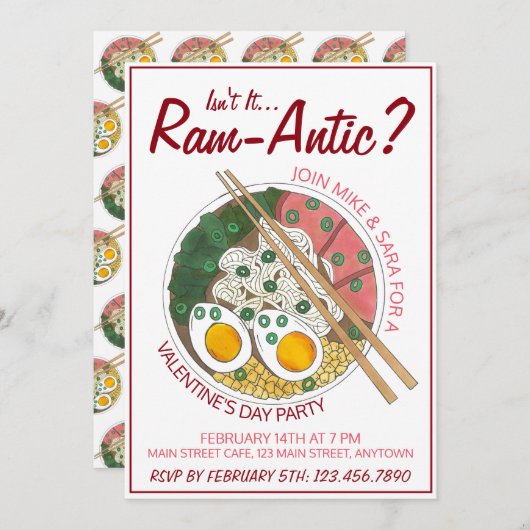 Ist es nicht der romantische Valentinstag? Einladung (Vorne/Hinten)