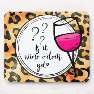 Ist es noch Wein Uhr? Leopard Print Funny Mousepad