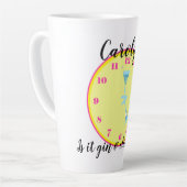 Ist es schon Uhr? Personalisierte große Milchtasse (Linke Ecke)