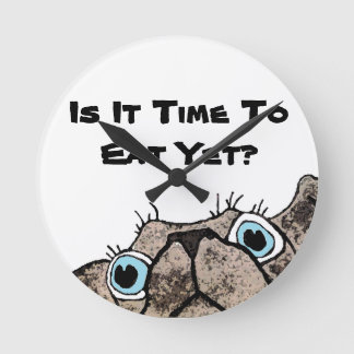 Ist es Zeit, noch zu essen? Dog Clock Runde Wanduhr