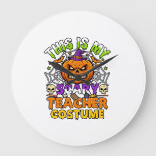 Ist Grusel-Lehrer-Kostüm Haloween-Kürbis-Hexe-Ha Große Wanduhr