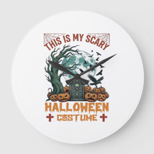 Ist Gruseliges Halloween-Kostüm Grabstein Kürbisse Große Wanduhr