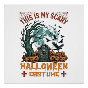 Ist Gruseliges Halloween-Kostüm Grabstein Kürbisse Poster