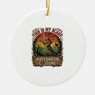 Ist Gruseliges Halloween-Kostüm Hexenbesen Katze Keramik Ornament