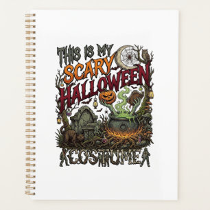 Ist Gruseliges Halloween-Kostüm Kessel Kürbis Katz Planer