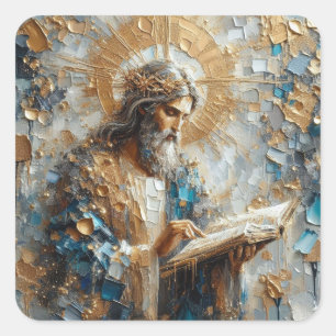 Ist Ihr Name hier - Art Collection der Jesus-Serie Quadratischer Aufkleber