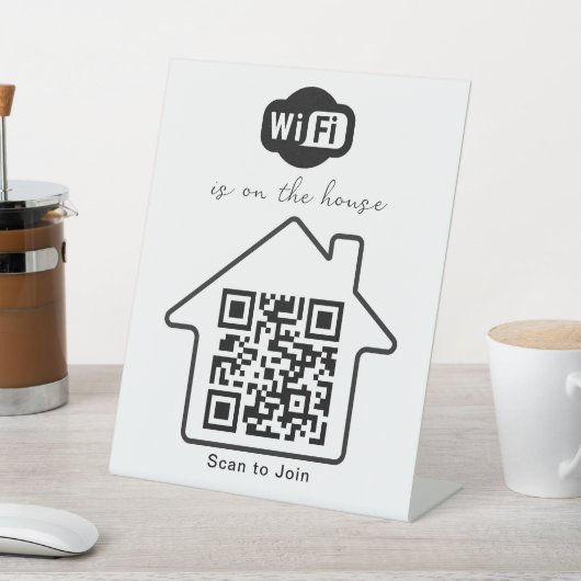ist im Haus | Moderner Minimalistischer WiFi QR Co Sockelschild (In SItu)
