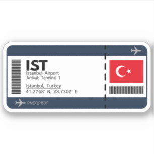 IST Istanbul Boarding Pass - Airport Ticket Aufkleber