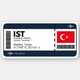 IST Istanbul Boarding Pass - Airport Ticket Aufkleber