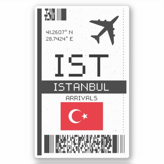 IST Istanbul Boarding Pass - Türkei Reisen Aufkleber (Vorderseite)