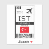 IST Istanbul Boarding Pass - Türkei Reisen Aufkleber (Blatt)