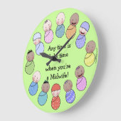 Ist jederzeit Baby-Zeit für Hebamme Große Wanduhr (Winkel)