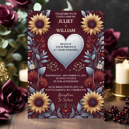 Ist Maroon Tradition Herbst Couple Burgundy Hochze Folieneinladung