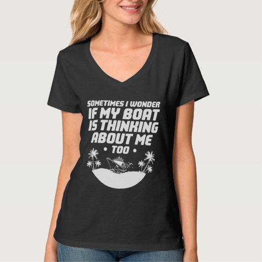 Ist mein Boot, das an mich denkt, um Motorboot zu T-Shirt (Vorderseite)