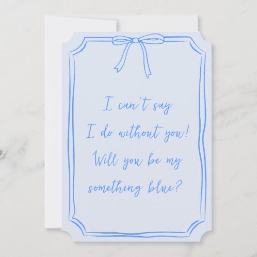 Ist mein etwas Blau? Bow Bridesmaid Vorschlag Einladung (Vorderseite)