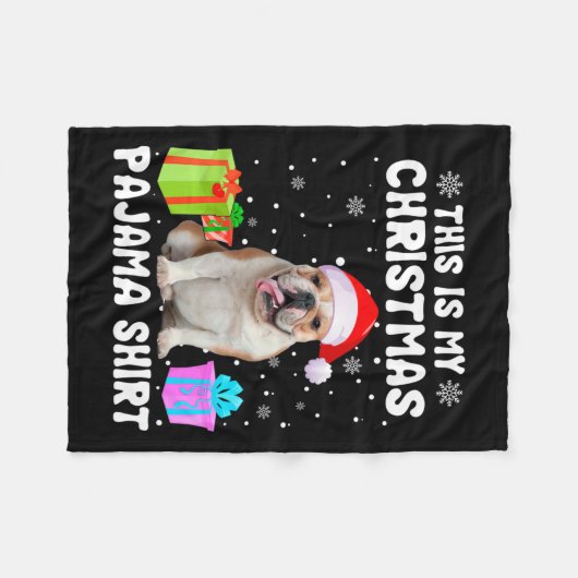 Ist mein Weihnachts-Bulldog-Hund Pajama-Welpe L Fleecedecke (Vorderseite (Horizontal))