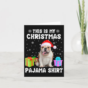 Ist mein Weihnachts-Bulldog-Hund Pajama-Welpe L Karte