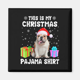 Ist mein Weihnachts-Bulldog-Hund Pajama-Welpe L Magnet