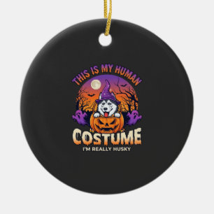 Ist menschliche Kostüm-Husky-Kürbis-Halloween-Geis Keramik Ornament