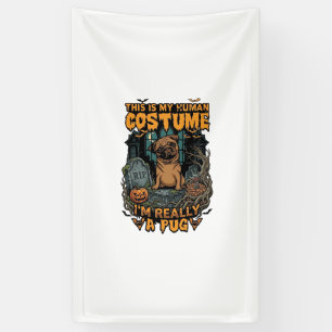 Ist menschliches Kostüm Mops Halloween-Kürbis-Grab Banner