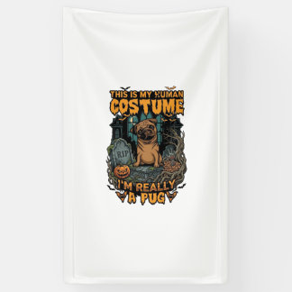 Ist menschliches Kostüm Mops Halloween-Kürbis-Grab Banner