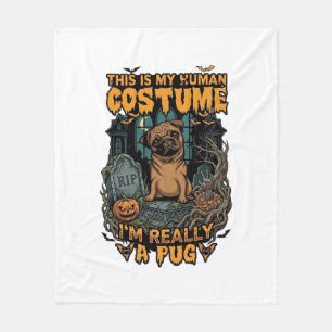 Ist menschliches Kostüm-Pug-Halloween-Kürbis-Grabs Fleecedecke