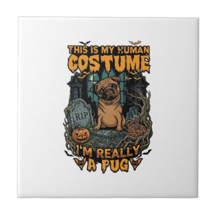 Ist menschliches Kostüm Pug Halloween Kürbis Grabs Fliese