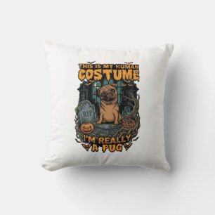 Ist menschliches Kostüm-Pug-Halloween-Kürbis-Grabs Kissen