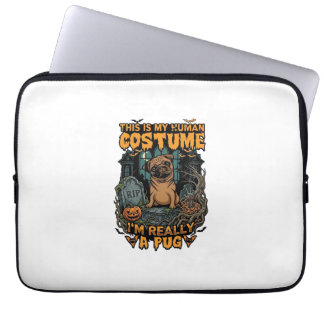 Ist menschliches Kostüm Pug Halloween-Kürbis-Grabs Laptopschutzhülle